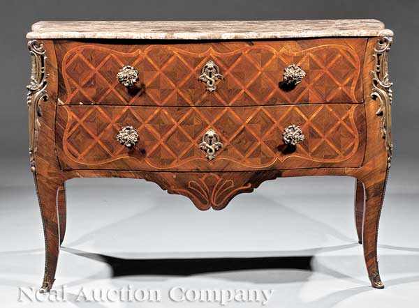 Appraisal: A Louis XVI Bronze-Mounted Kingwood and Marquetry Commode later marble