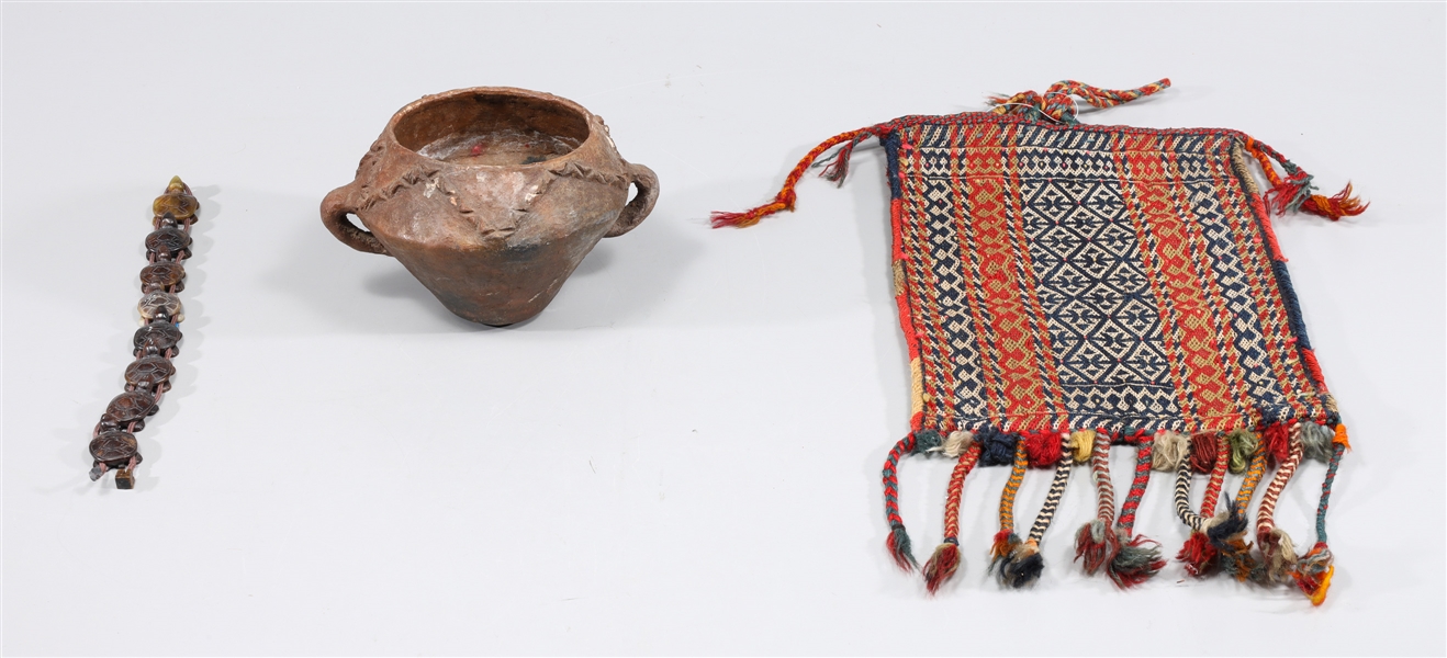 Appraisal: Group of three mix ethnographic collection including Persian woven side