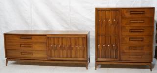 Appraisal: pc American Modern Walnut Chiffarobe Low Chest pc American Modern