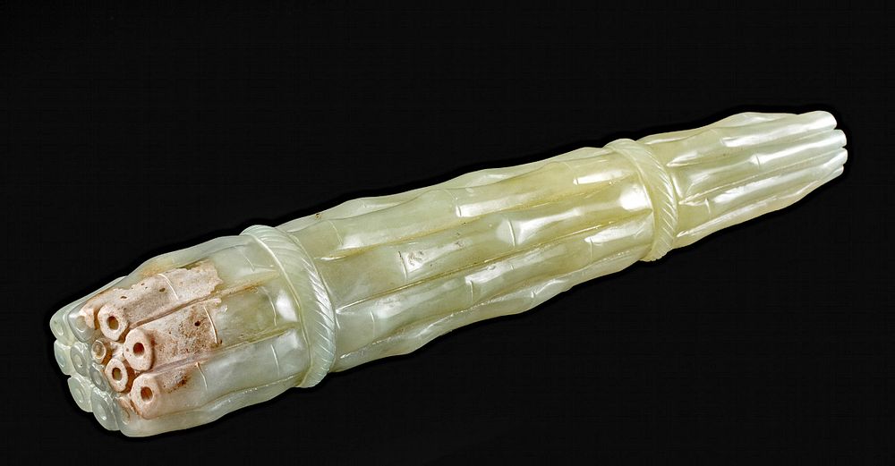 Appraisal: th C Chinese Qing Greenstone Bamboo Stalks East Asia China