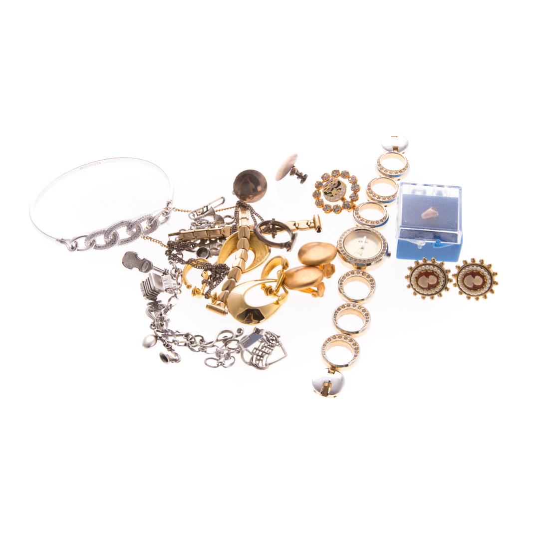 Appraisal: Group of costume jewelry ear clips bracelet etc