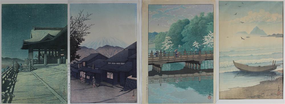 Appraisal: FOUR FRAMED MODERN JAPANESE PRINTS BY KAWASE HASUI all of