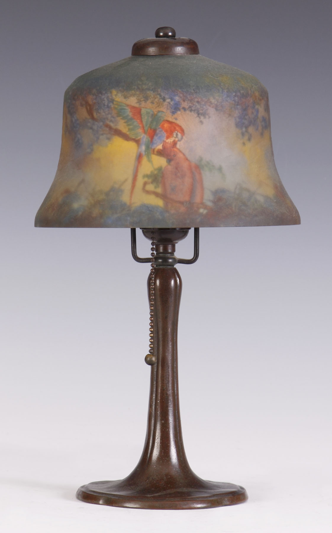 Appraisal: Boudoir Lamp on Handel Base Unsigned reverse painted chipped ice