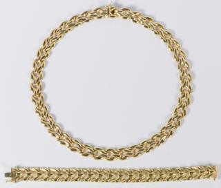 Appraisal: K Italian Necklace and Bracelet K yellow gold interlocking curb