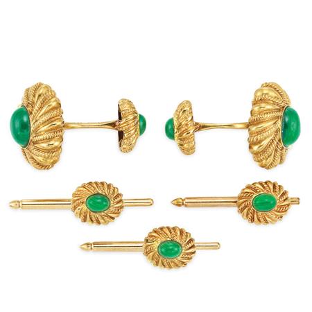 Appraisal: Gold and Malachite Dress Set Tiffany Co Schlumberger Estimate -