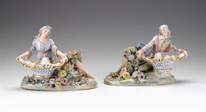 Appraisal: Pair of Jacob Petit figural sweetmeat dishes th century The