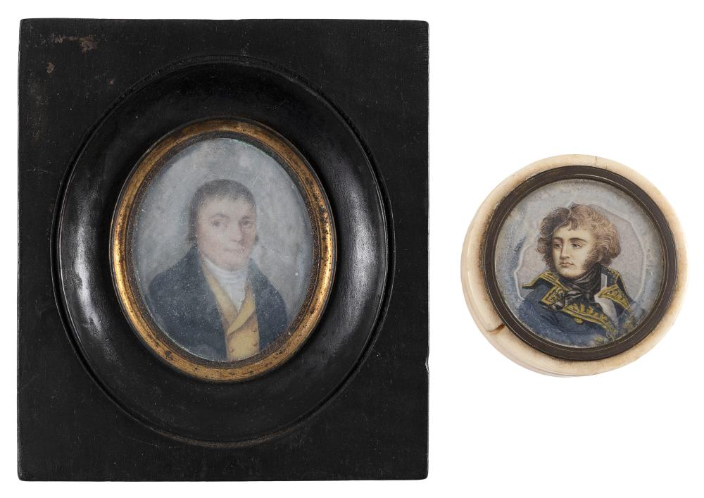 Appraisal: TWO MINIATURE PORTRAITS EARLY TH CENTURY OILS ON PANEL X