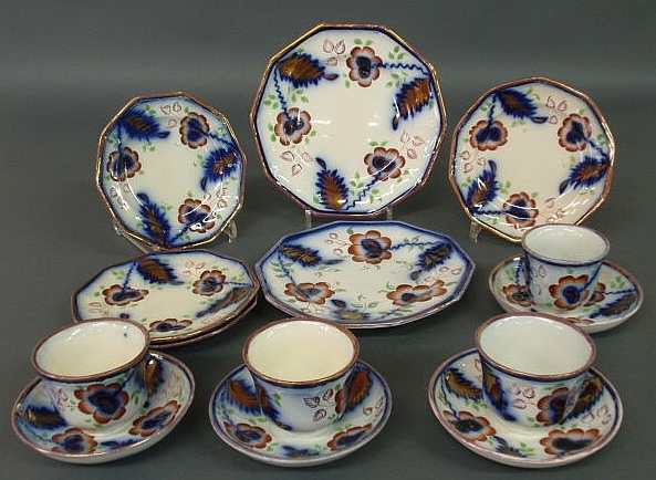 Appraisal: Group of Gaudy ironstone to include four handleless cups saucers