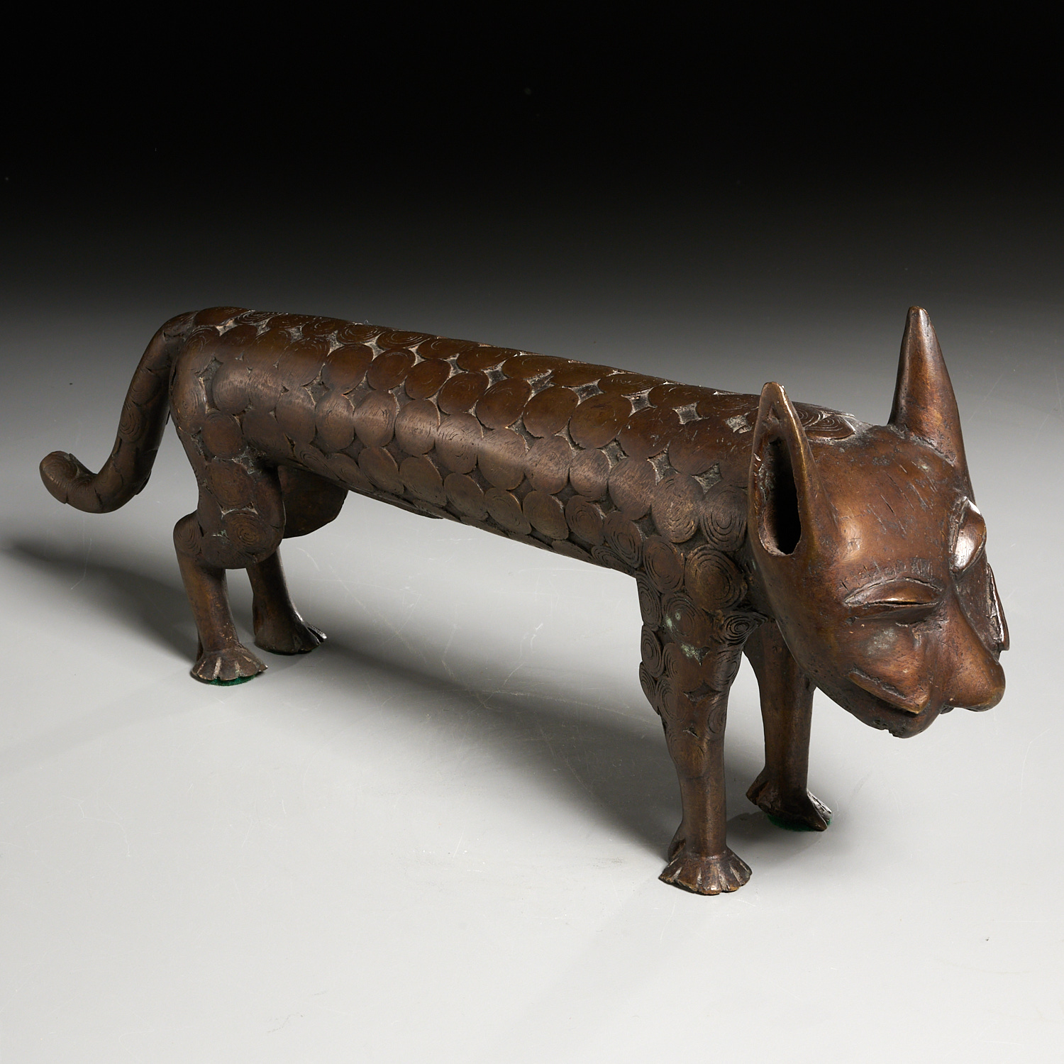 Appraisal: LARGE AFRICAN BENIN BRONZE CAT Likely th c cast bronze