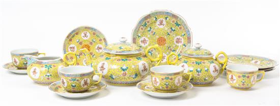 Appraisal: Sale Lot A Famille Jaune Porcelain Tea Service comprising a