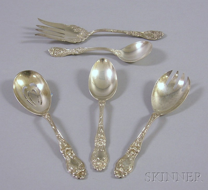 Appraisal: Five Silver Serving Pieces a three-piece Whiting serving set in