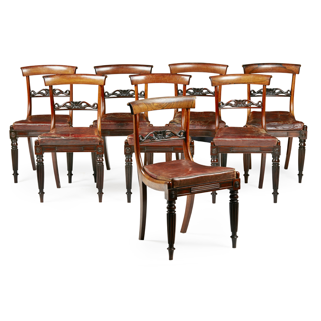 Appraisal: SET OF EIGHT LATE REGENCY ROSEWOOD DINING CHAIRS EARLY TH