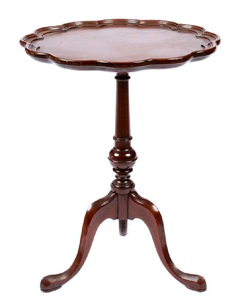 Appraisal: A Chippendale style mahogany scalloped top candle stand height in