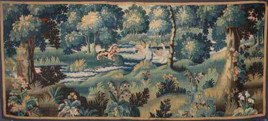 Appraisal: FRENCH TAPESTRY PANEL th century Worked in polychrome wool threads