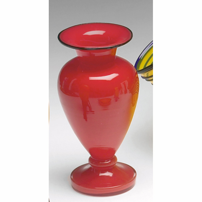 Appraisal: Czech vase tapered form in red glass with a black