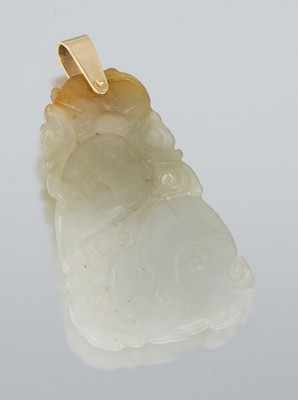 Appraisal: A Carved Jade Pendant With Gold Bale k yellow gold