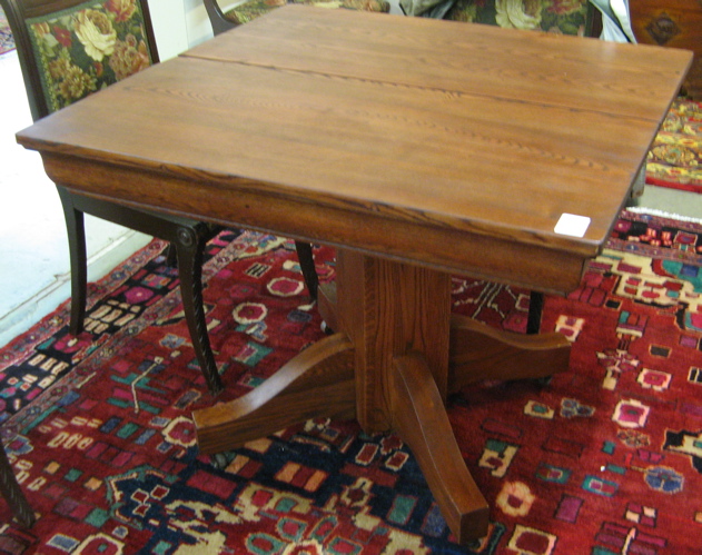 Appraisal: SQUARE OAK DINING TABLE WITH LEAVES American early th century