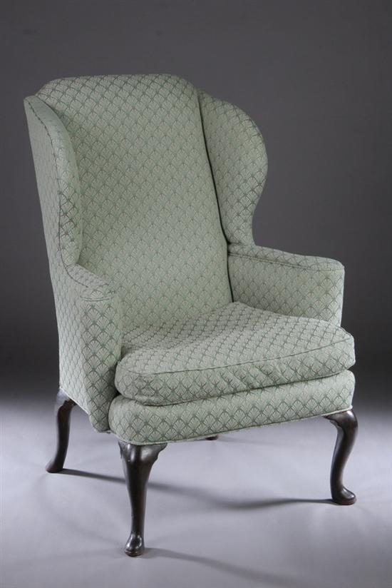 Appraisal: ENGLISH GEORGE I-STYLE UPHOLSTERED EASY CHAIR th century With high