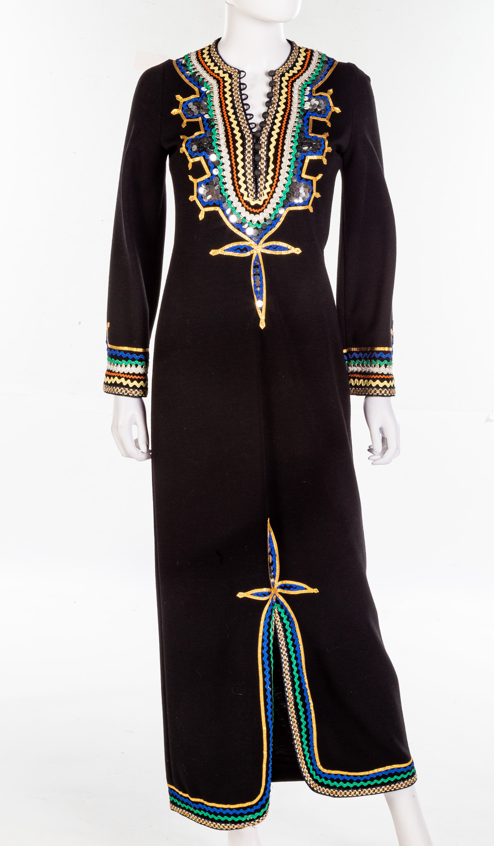 Appraisal: VINTAGE BLACK WOOL DINNER DRESS Knits by Don Hong Kong