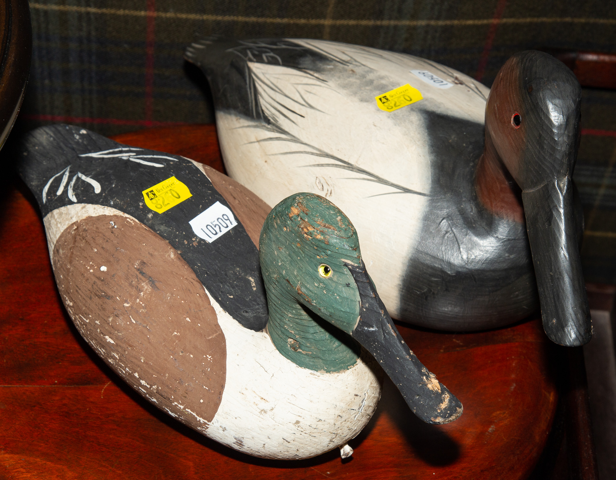 Appraisal: TWO PAINTED WOOD DUCK DECOYS Including a working mallard and