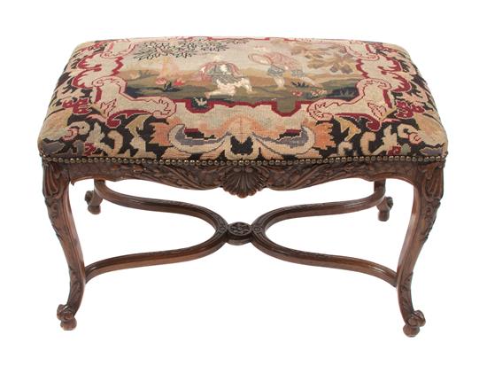 Appraisal: Sale Lot A Louis XV Style Walnut Bench having a