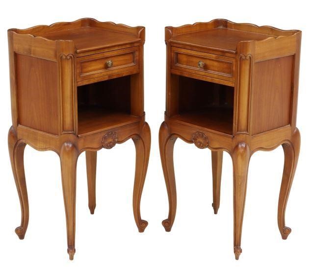 Appraisal: pair French Louis XV style fruitwood bedside cabinets th c