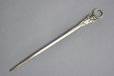 Appraisal: VICTORIAN MONOGRAMMED SILVER SKEWER Marker's mark G A London with