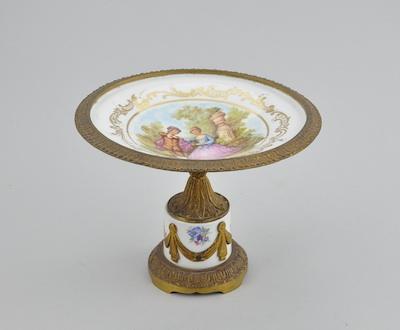 Appraisal: A Porcelain and Gilt Metal Tazza Marked on the underside