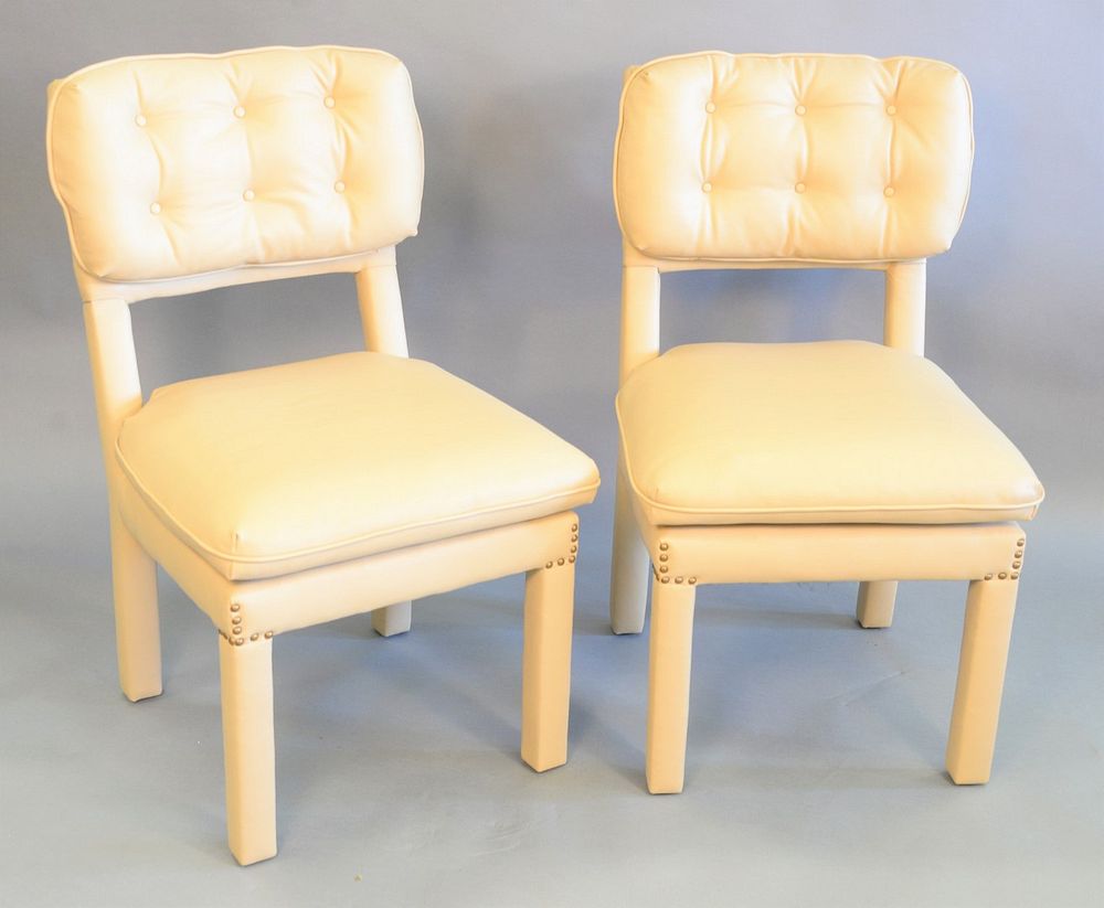 Appraisal: Set of six contemporary tan leather dining chairs two arm