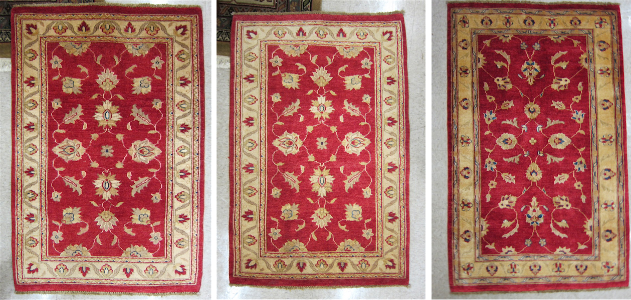 Appraisal: THREE VERY SIMILAR ORIENTAL AREA RUGS Pakistani Persian each with