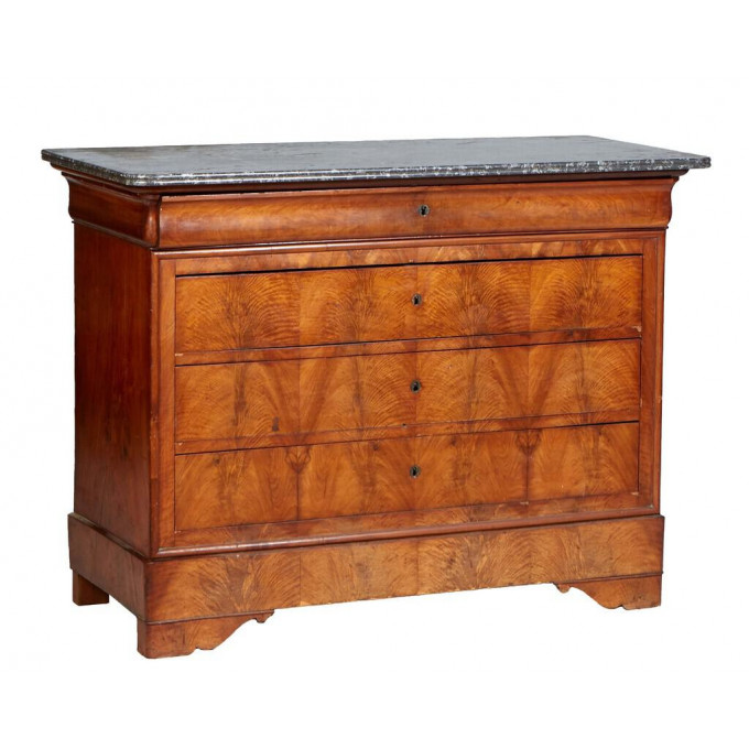 Appraisal: French Louis Philippe Carved Walnut Marble Top Commode th c