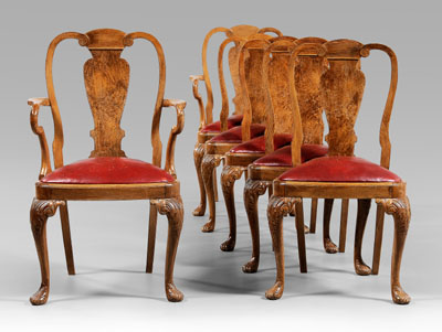 Appraisal: Set of six Chippendale style dining chairs each in mixed