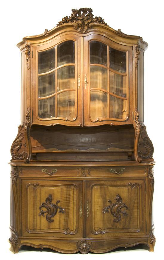 Appraisal: Louis XVI Style Walnut Sideboard the upper section having Rococo