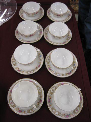 Appraisal: Set of German Porcelain Cups Saucers fine floral gold designs