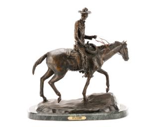 Appraisal: After C M Russell Will Rogers Bronze After Charles Marion