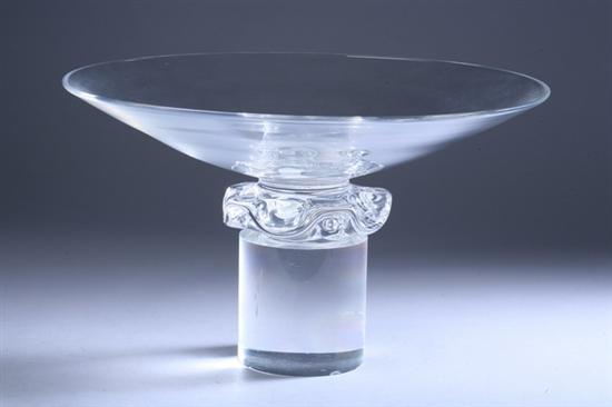 Appraisal: LARGE STEUBEN GLASS LOW-FOOTED CENTERBOWL WITH TOOLED BASE - in