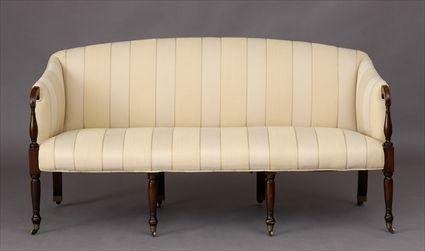 Appraisal: NEW ENGLAND FEDERAL MAHOGANY SETTEE The slightly arched cresting above