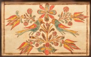 Appraisal: Southeastern PA Fraktur Bookplate with Birds Southeastern Pennsylvania Late th