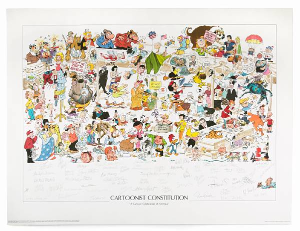 Appraisal: An artist proof poster of cartoon characters from over fifty