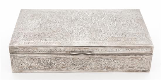 Appraisal: Sale Lot A Middle Eastern Silver-plate Mounted Table Casket th