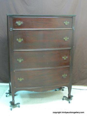 Appraisal: Duncan Phyfe Mahogany Curved Front Drawer Chest - top drawer