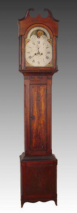 Appraisal: EARLY TH CENTURY FLAME MAHOGANY LONGCASE CLOCK Circa - painted