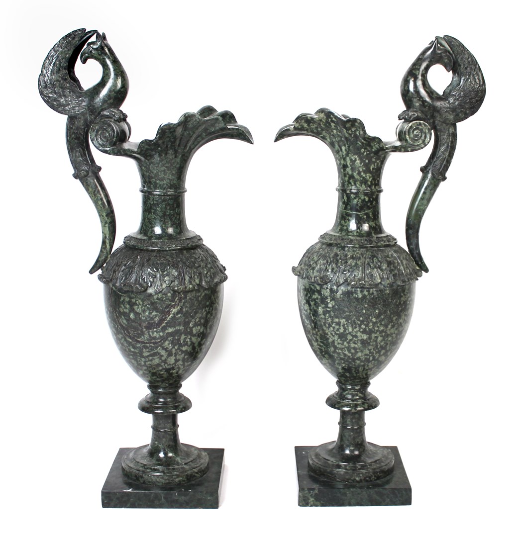 Appraisal: A pair of Italian serpentine marble ewers early th century