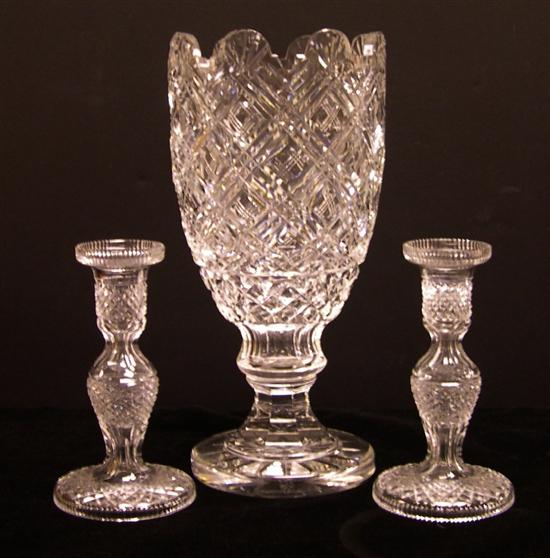 Appraisal: Waterford cut glass footed urn scalloped rim faceted stem round