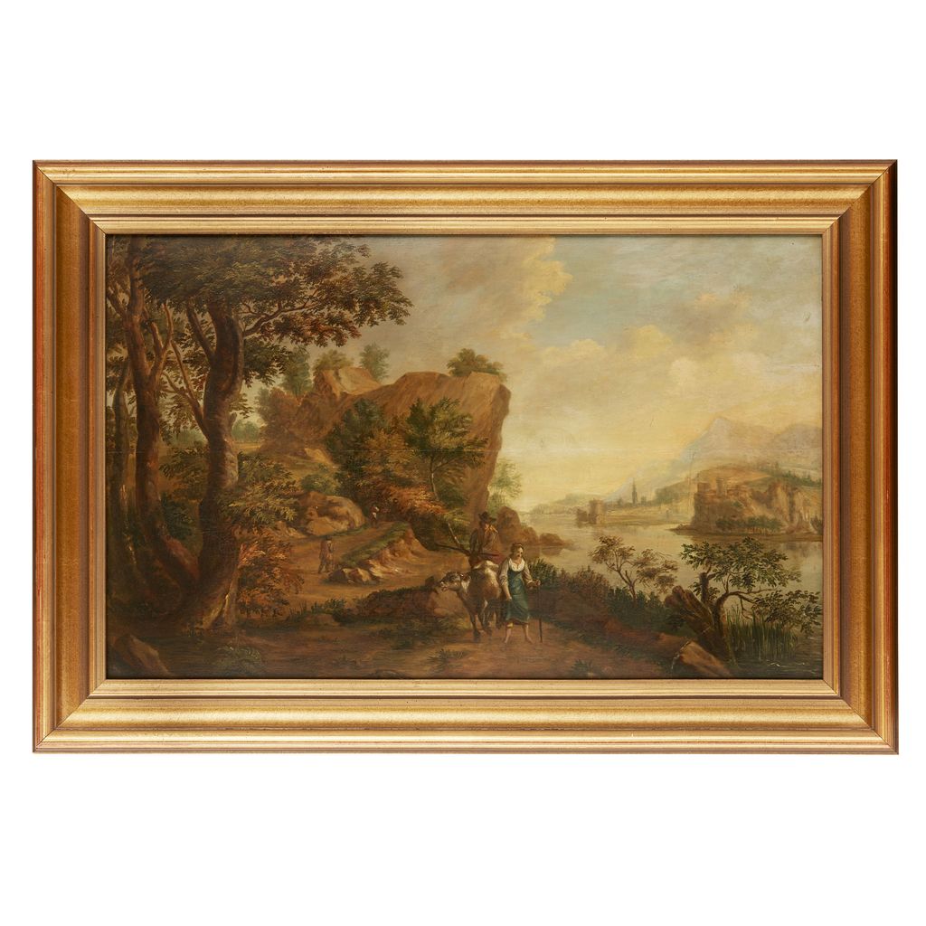 Appraisal: TH CENTURY CONTINENTAL SCHOOL FIGURES IN A CLASSICAL LANDSCAPE oil