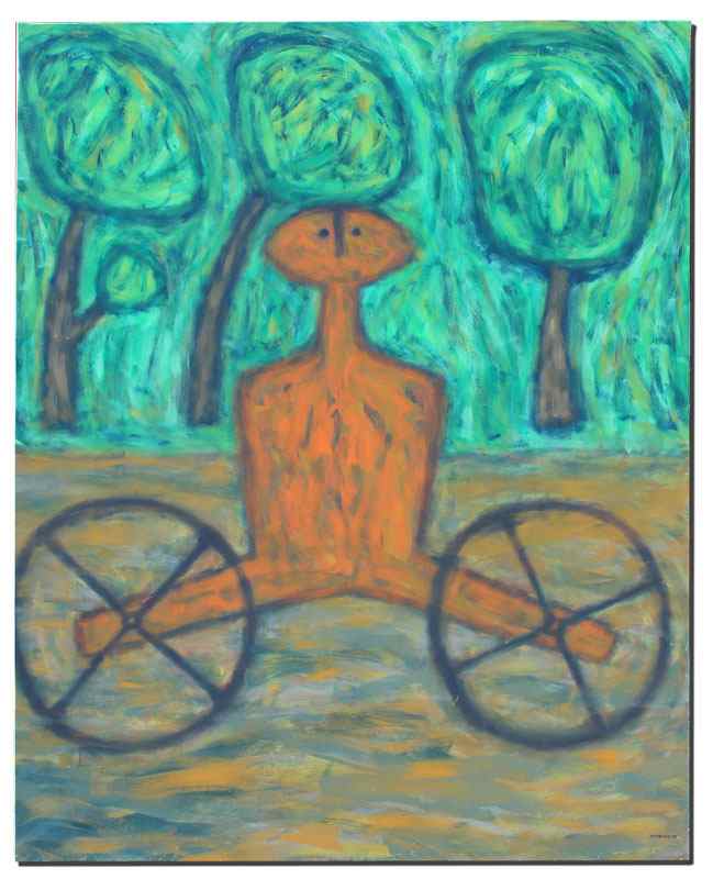 Appraisal: ROJAS Ivan Venezuelan th C ''Ciclista'' Acrylic Canvas '' x