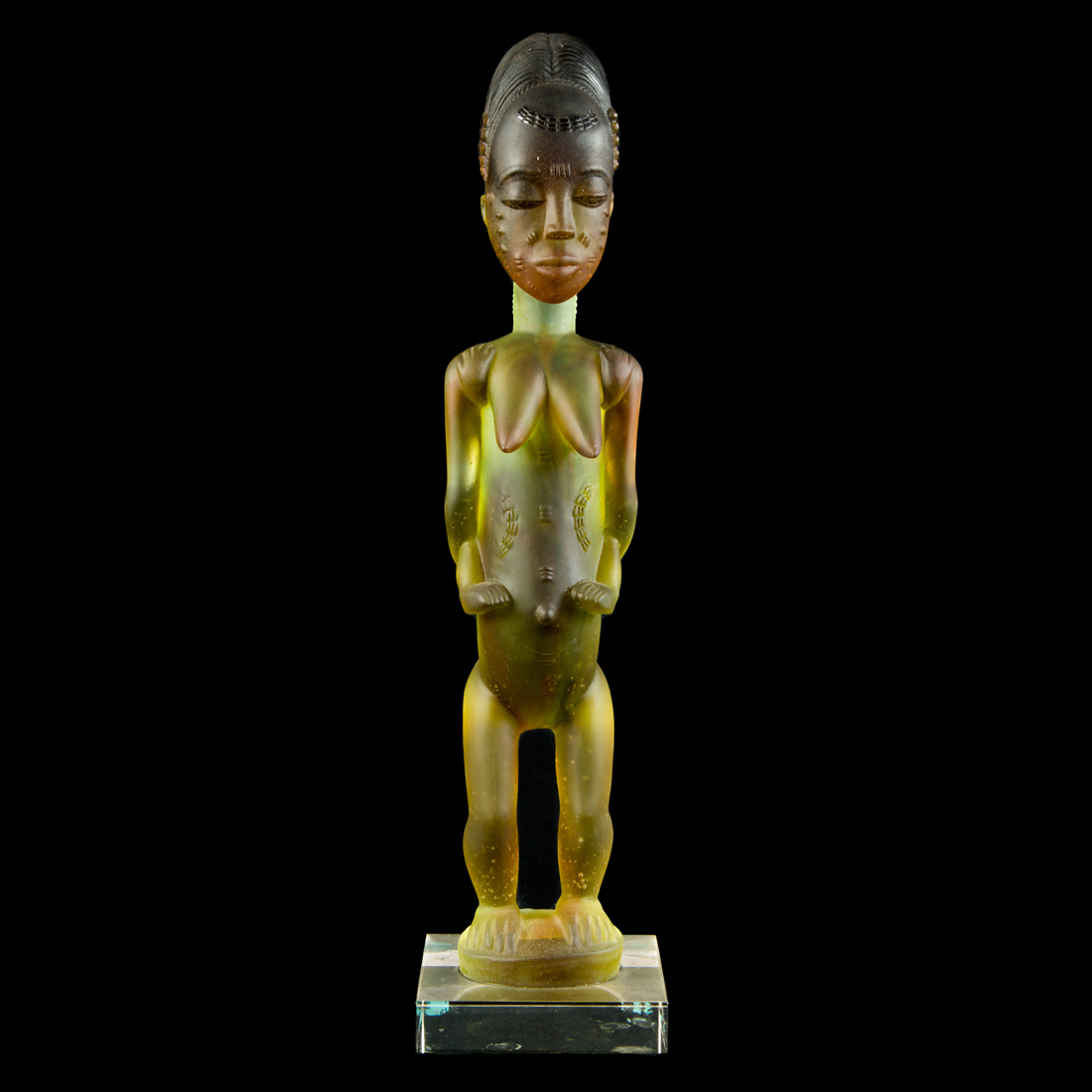 Appraisal: A DAUM PATE DE VERRE GLASS FIGURE OF MATERNITE AFTER