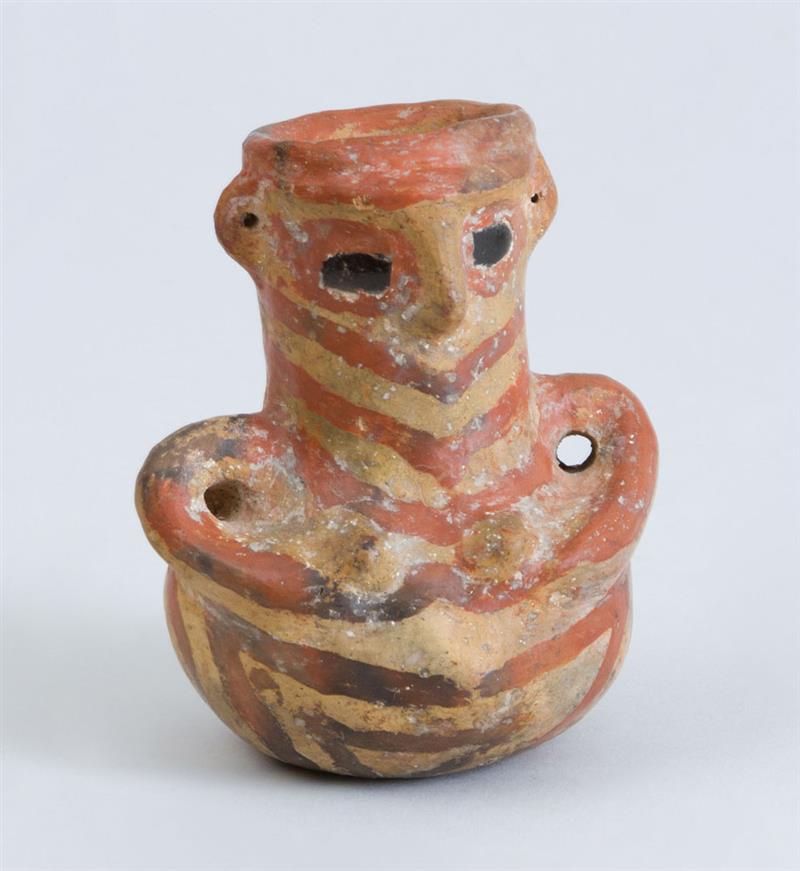 Appraisal: ANATOLIAN TERRACOTTA ANTHROPOMORPHIC TWO-HANDLED VESSEL x x in Property from