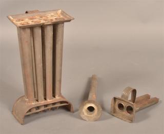 Appraisal: Three Various Tin Candle Molds One tube two tube and