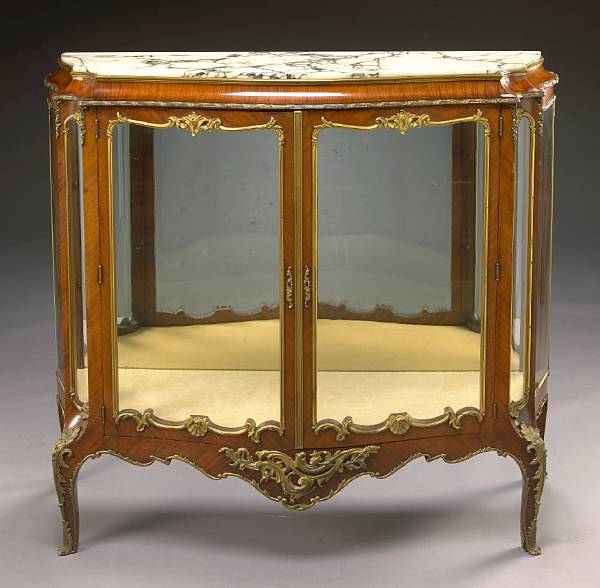 Appraisal: A Louis XV style gilt bronze mounted kingwood vitrine circa